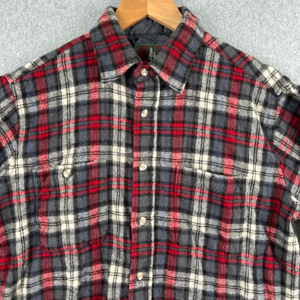 Vintage 90s High Sierra Button Up Mens M Red Plaid Wool Flannel Long Sleeve